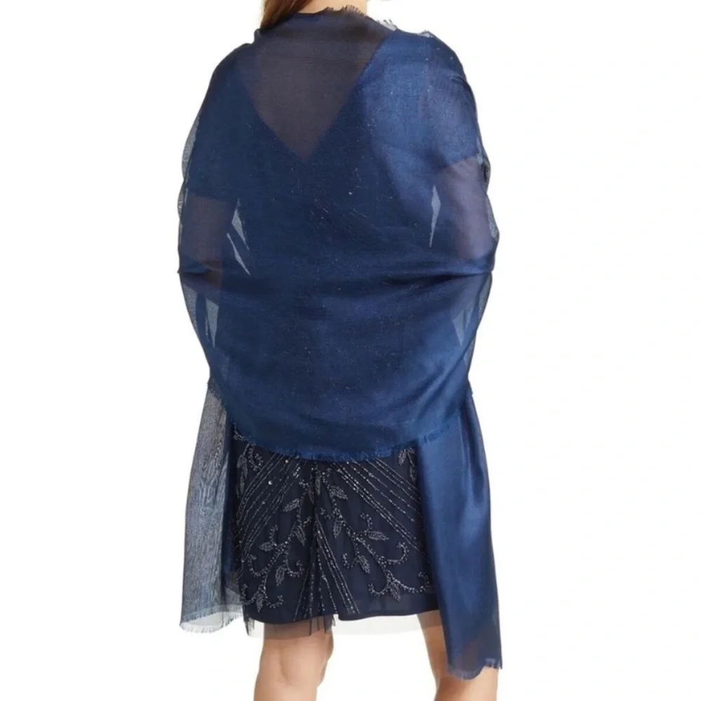 NWT Nordstrom Blue Meridian Shimmer Wrap Scarf One Size